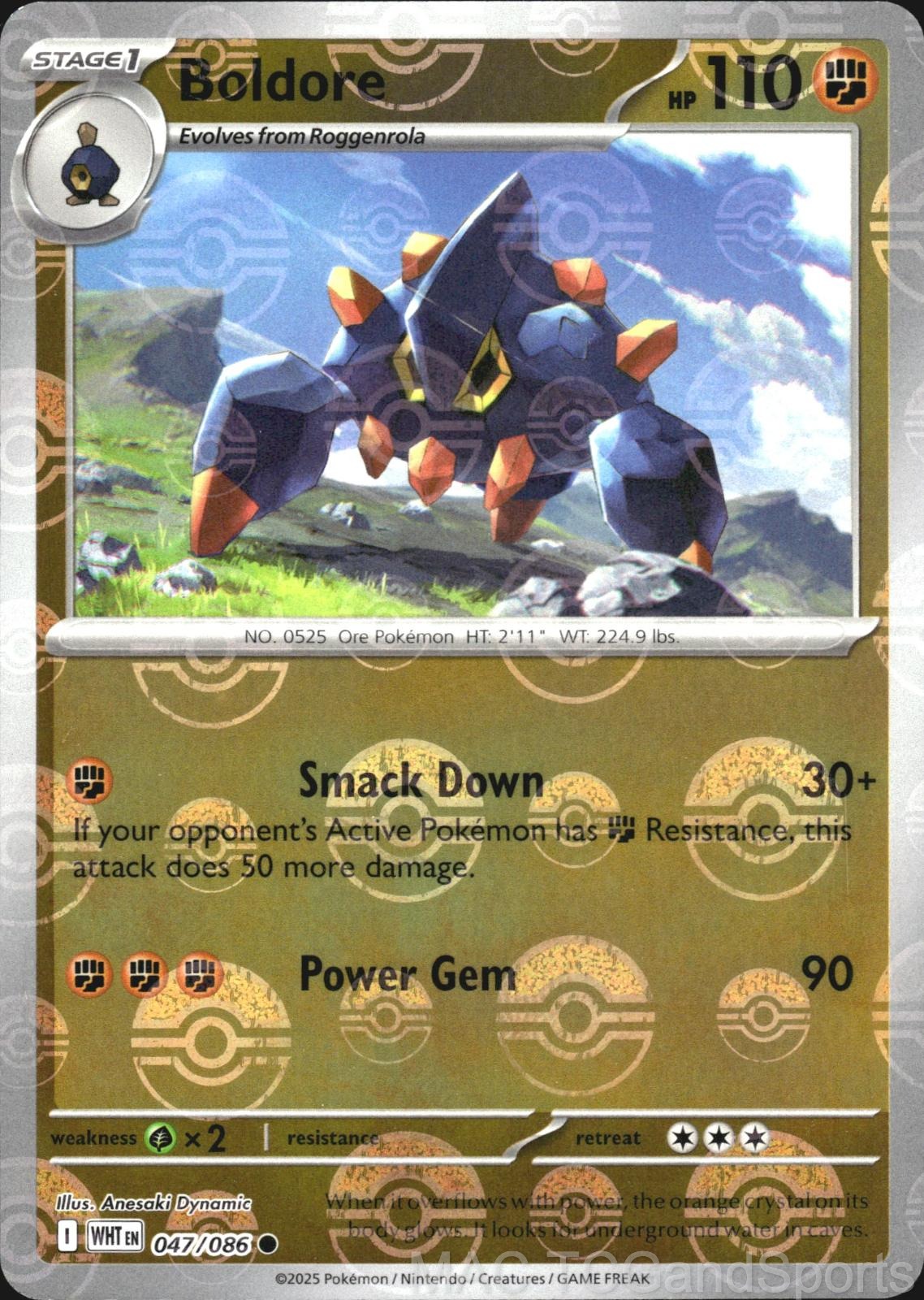 Boldore (Poke Ball Pattern) 047/086 Holo White Flare Pokemon TCG NM