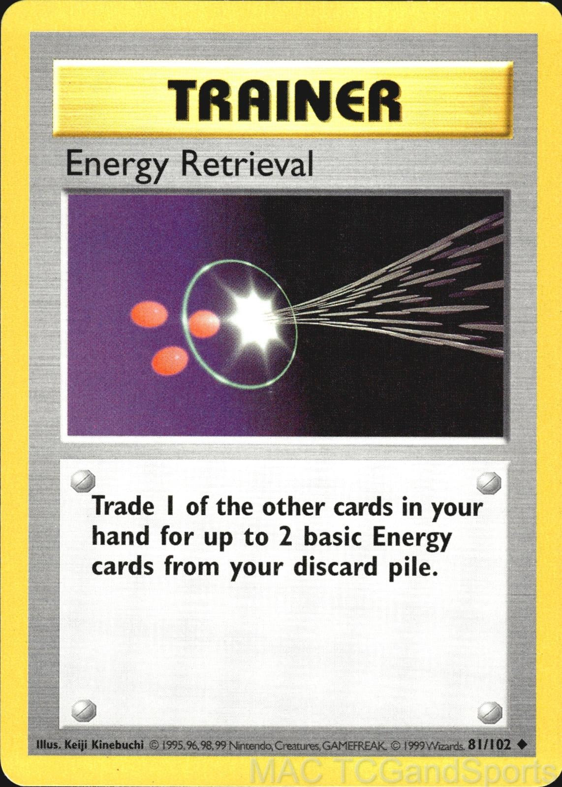Energy Retrieval 81/102 Unlimited Base Set Shadowless Pokemon TCG LP