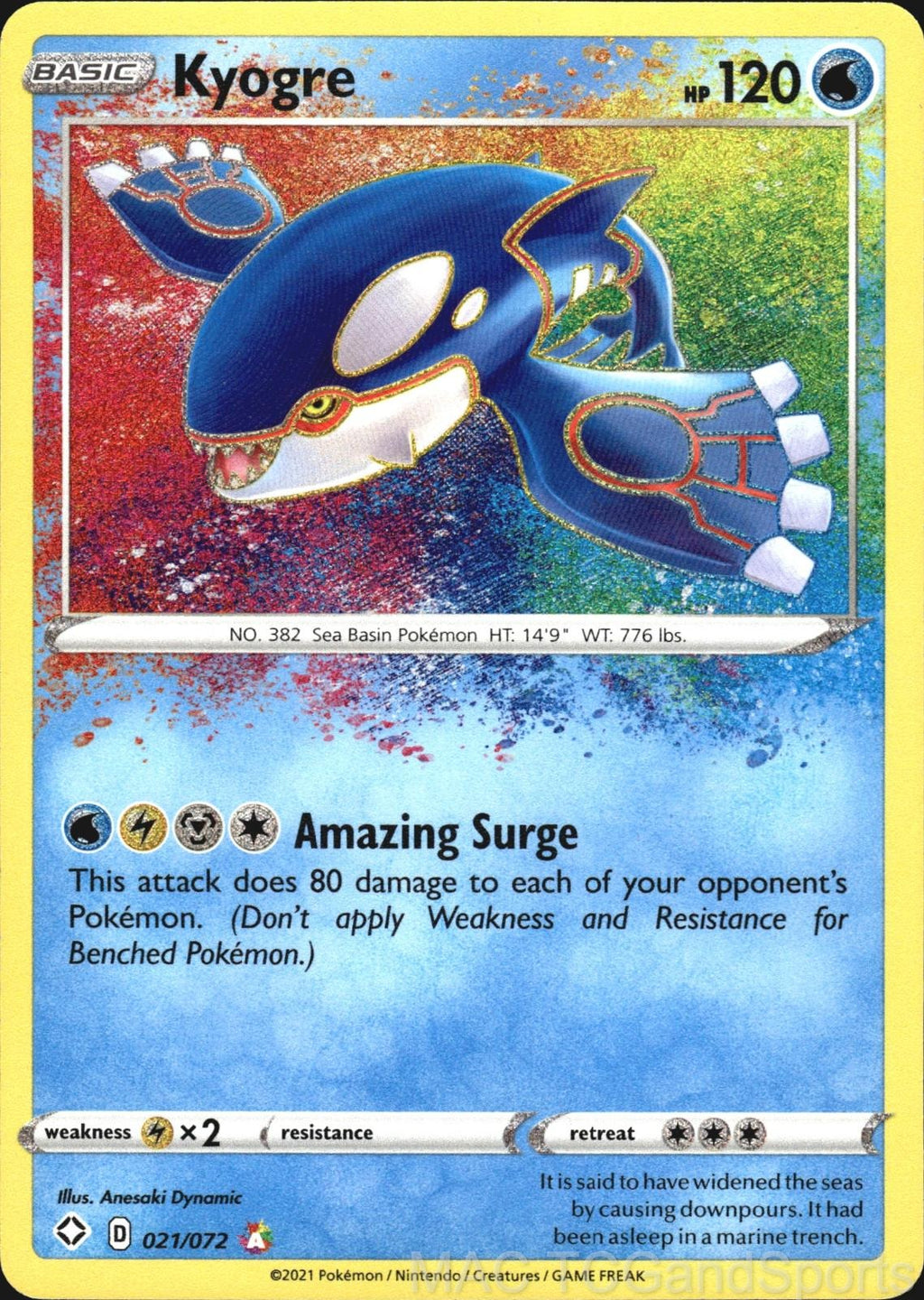 Kyogre 021/072 Holo Shining Fates Pokemon TCG NM