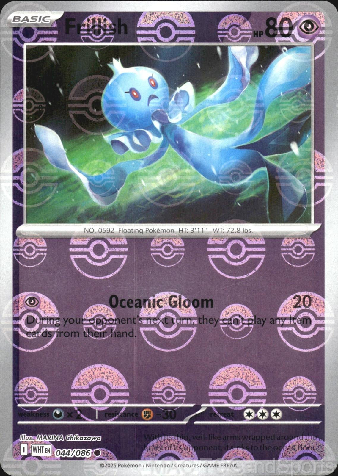 Frillish (Poke Ball Pattern) 044/086 Holo White Flare Pokemon TCG NM