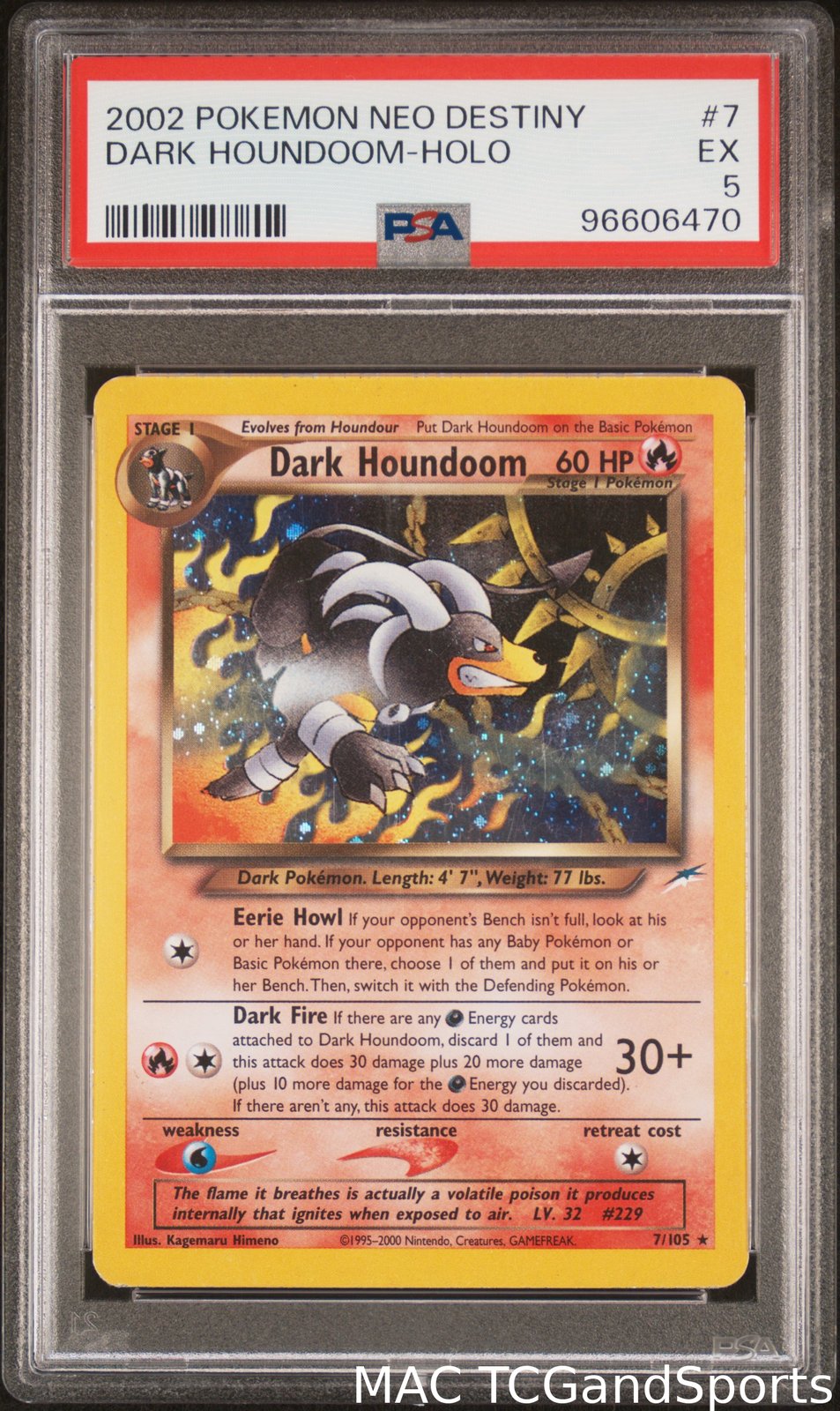 Dark Houndoom Holo 7/105 Neo Destiny Pokemon PSA 5