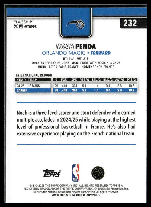 2025-26 Topps #232 Noah Penda