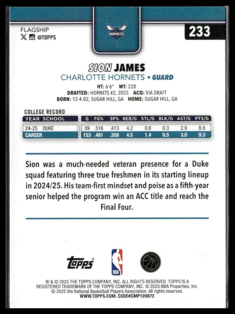 2025-26 Topps #233 Sion James