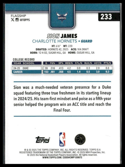 2025-26 Topps #233 Sion James