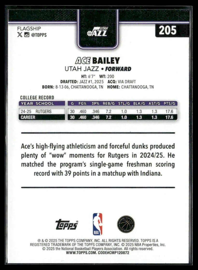 2025-26 Topps #205 Ace Bailey