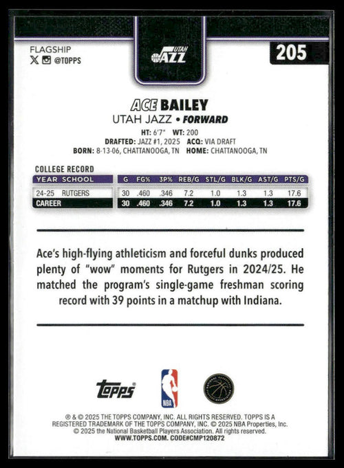 2025-26 Topps #205 Ace Bailey