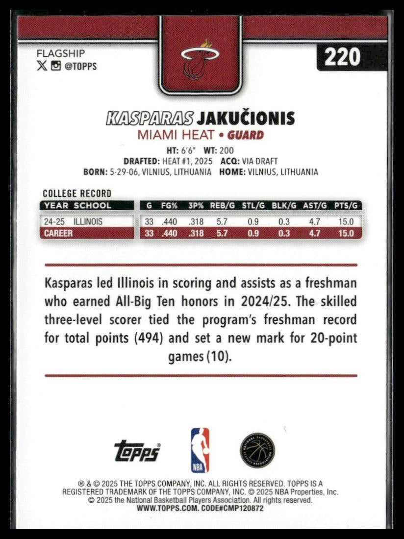 2025-26 Topps #220 Kasparas Jakučionis
