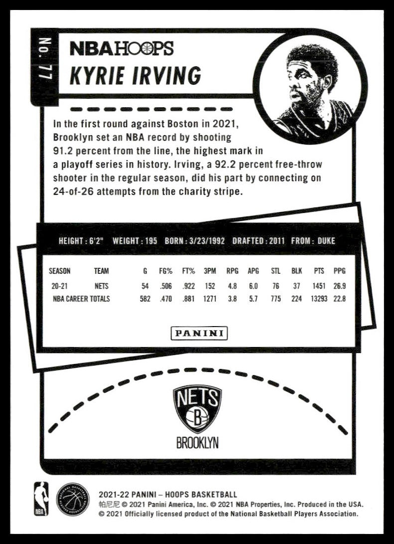 Kyrie Irving #77 2021-22 Hoops Brooklyn Nets