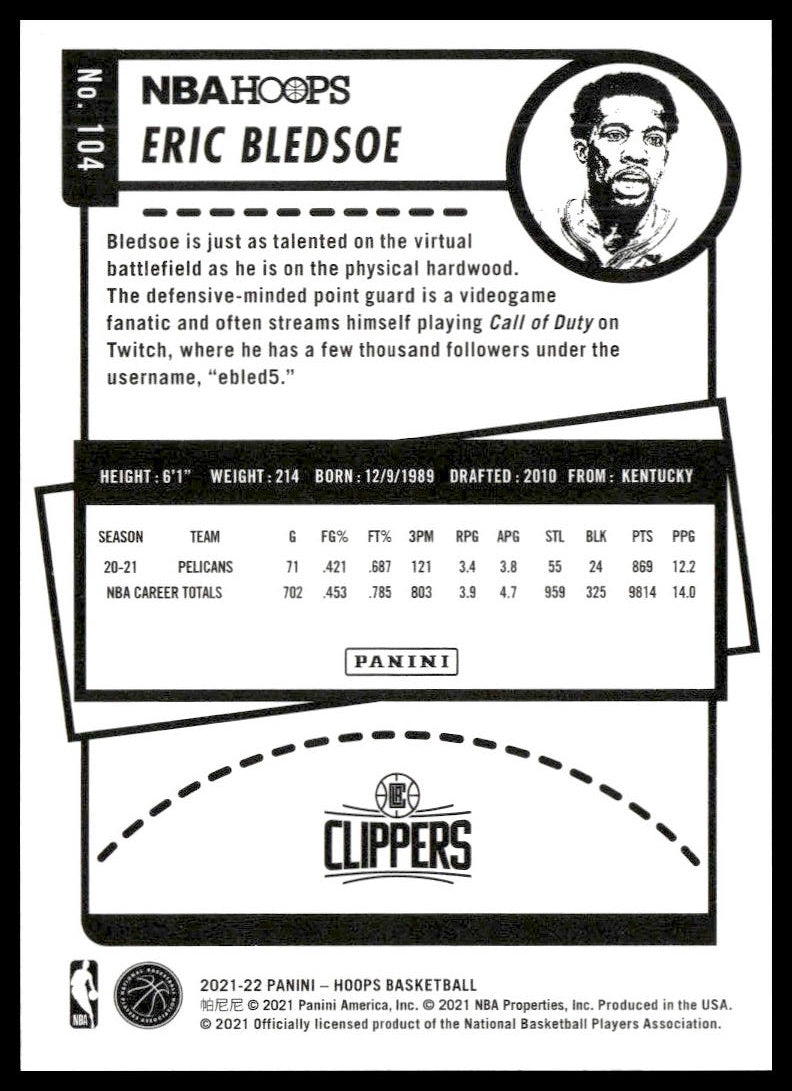Eric Bledsoe #104 2021-22 Hoops Los Angeles Clippers