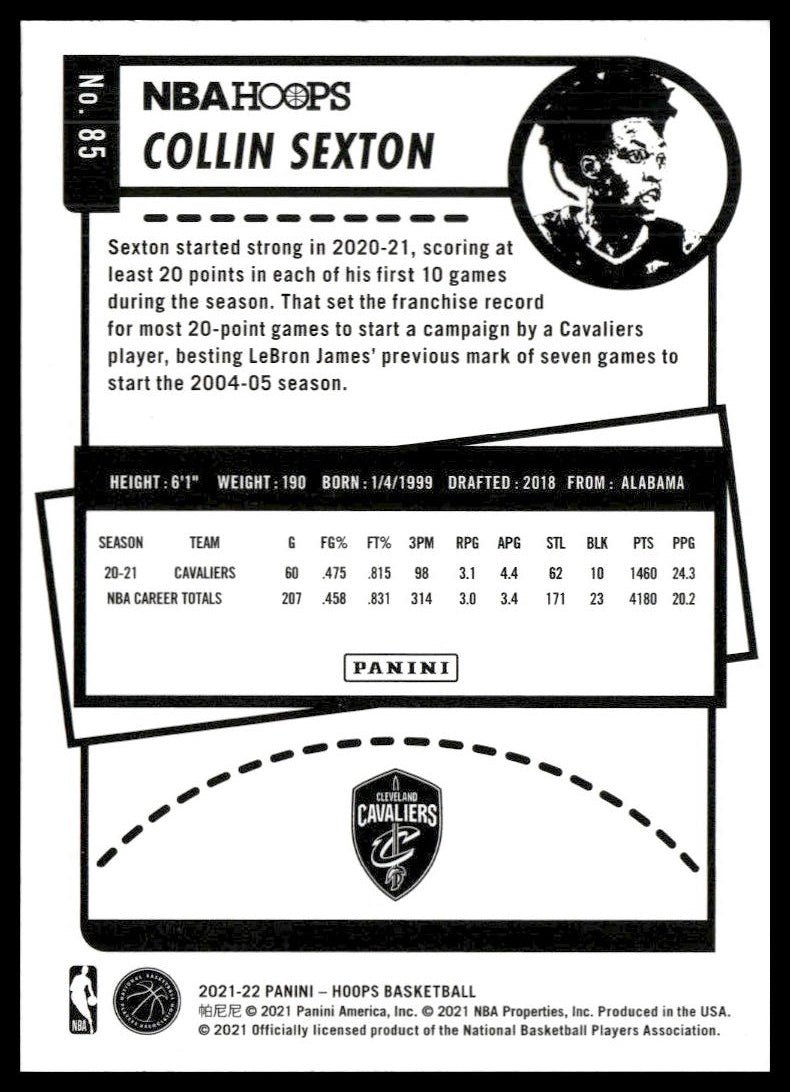 Collin Sexton #85 2021-22 Hoops Cleveland Cavaliers