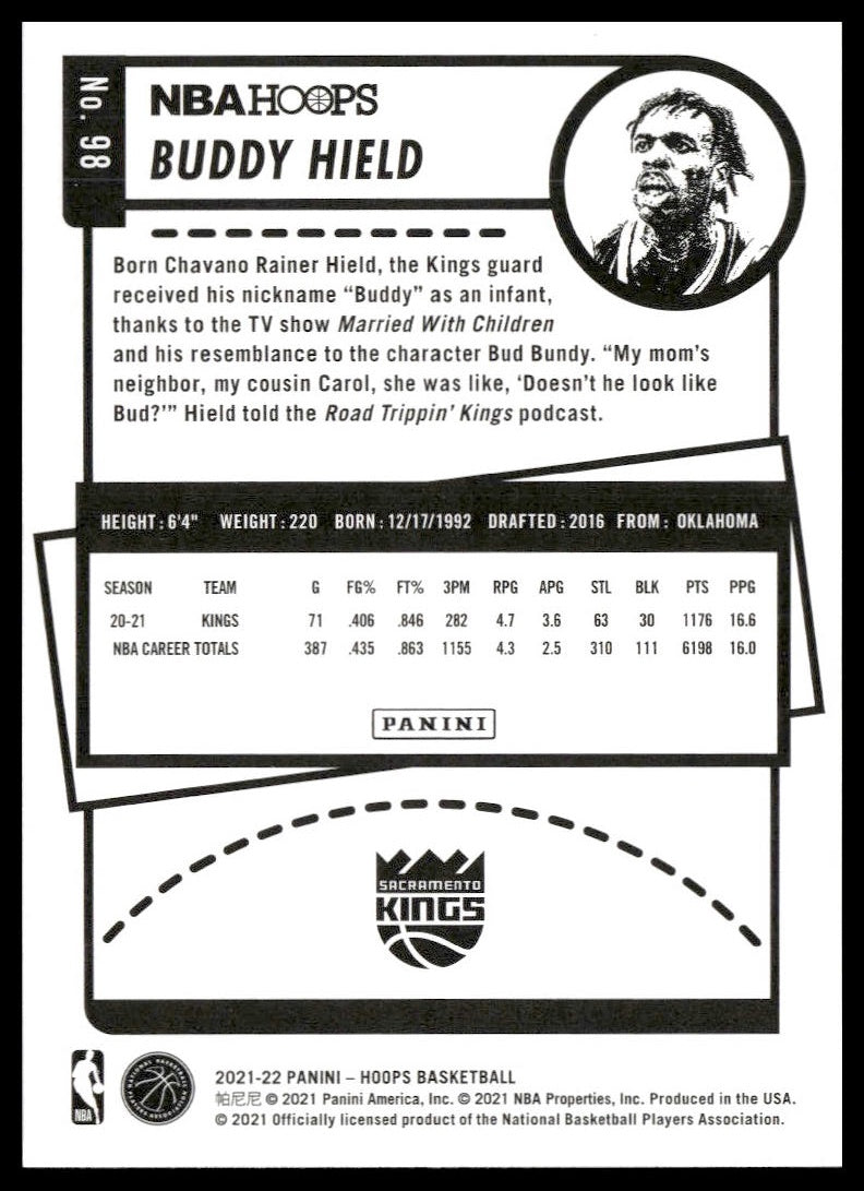 Buddy Hield #98 2021-22 Hoops Sacramento Kings