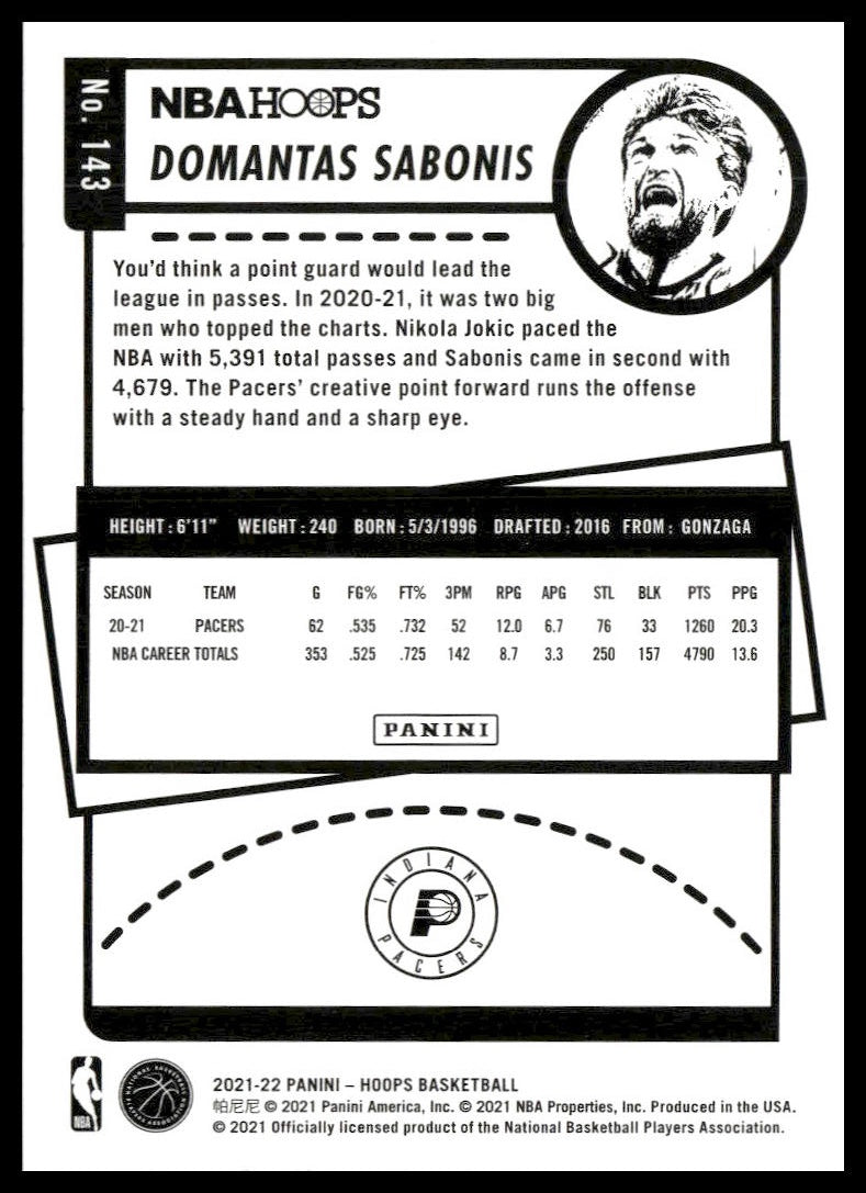 Domantas Sabonis #143 2021-22 Hoops Indiana Pacers