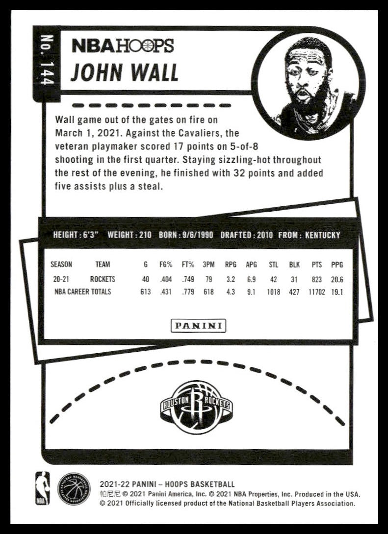 John Wall #144 2021-22 Hoops Houston Rockets