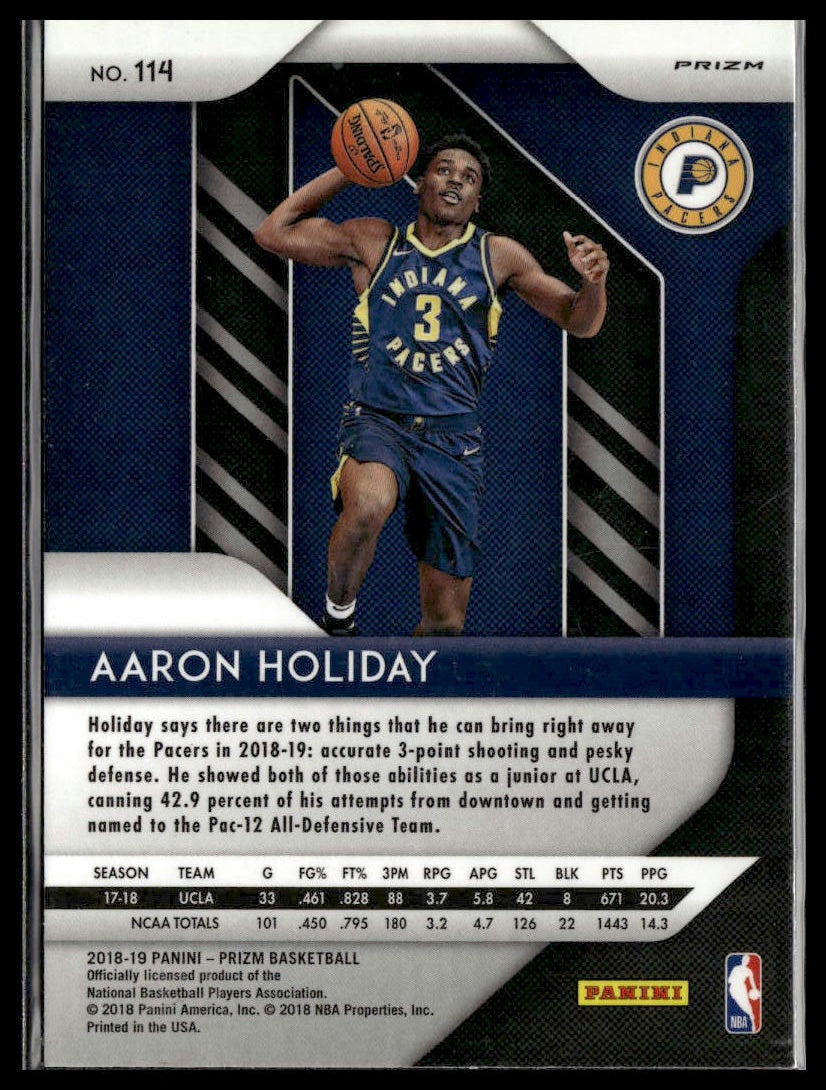 Aaron Holiday #114 Prizms Red White and Blue 2018-19 Panini Prizm Pacers RC