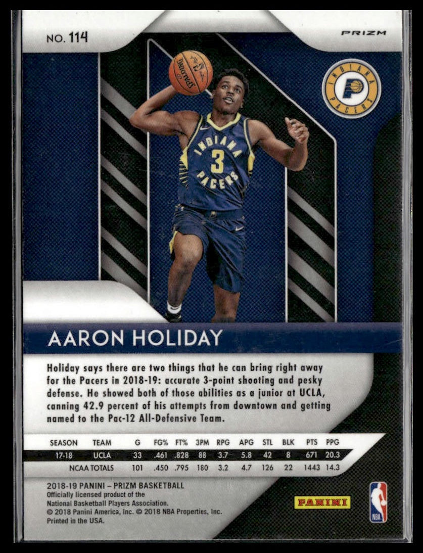 Aaron Holiday #114 Prizms Red White and Blue 2018-19 Panini Prizm Pacers RC