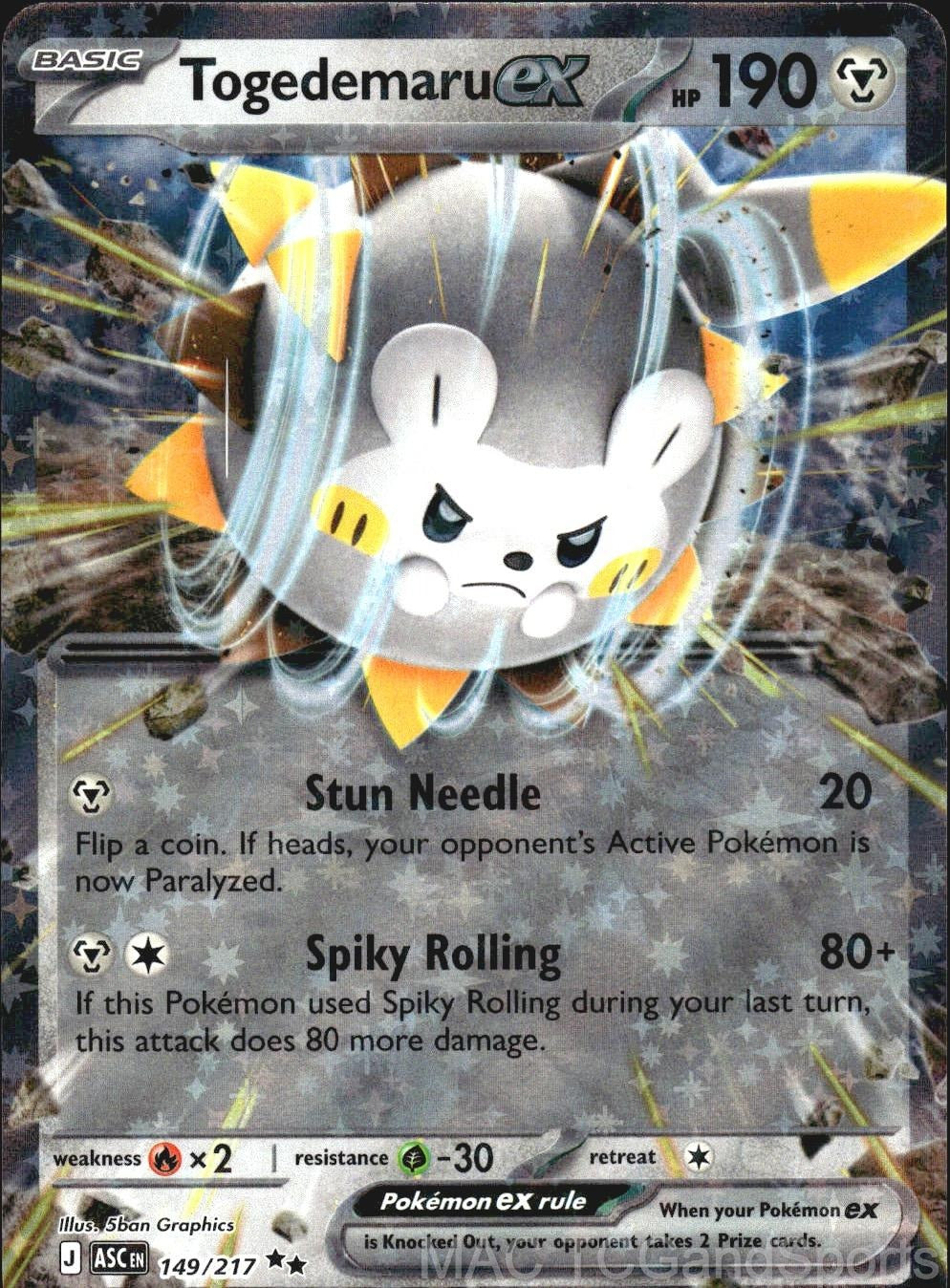 Togedemaru ex 149/217 Holo Ascended Heroes Pokemon TCG NM