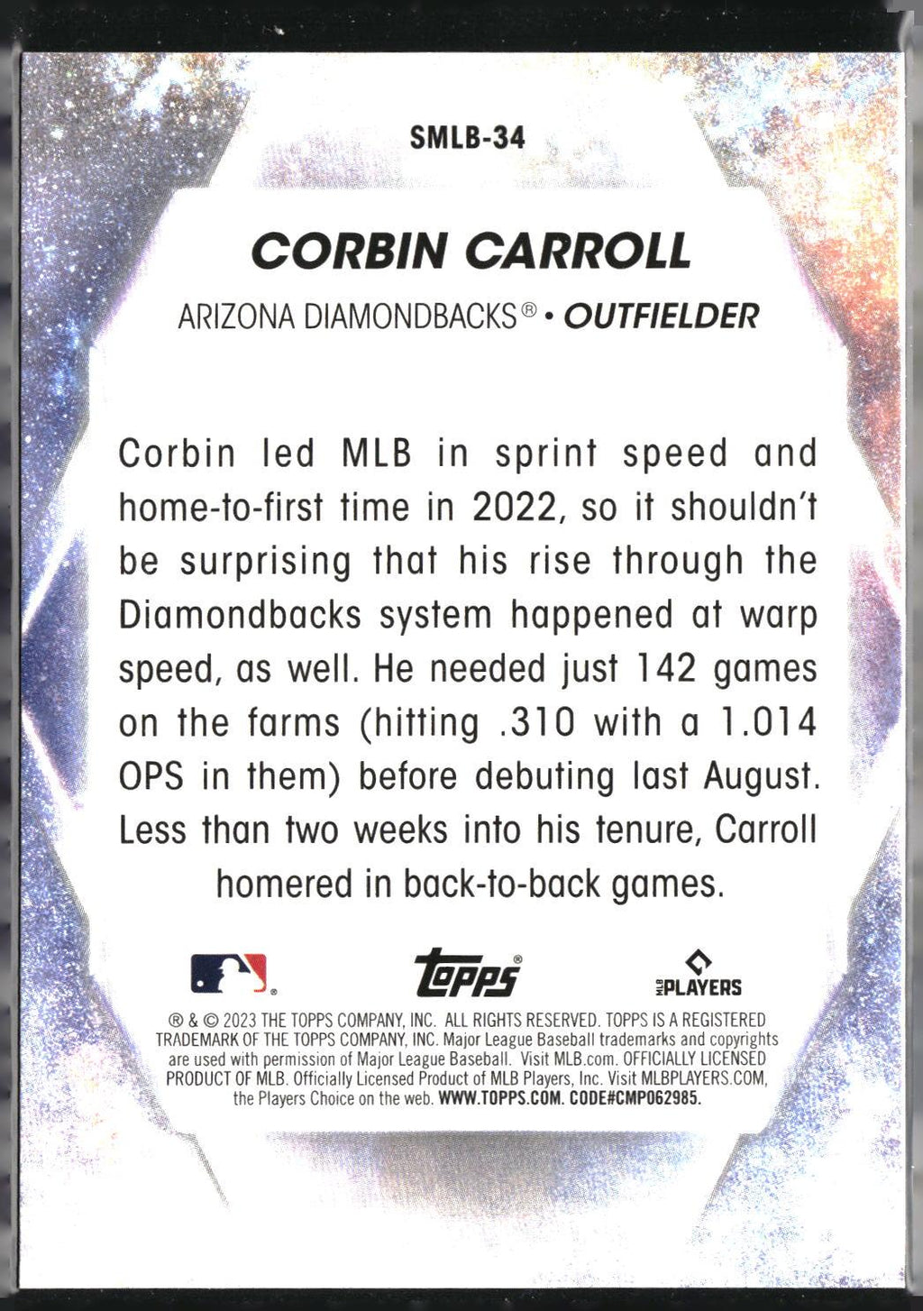 Corbin Carroll #SMLBC-34 Stars of MLB Chrome 2023 Topps Arizona Diamondbacks