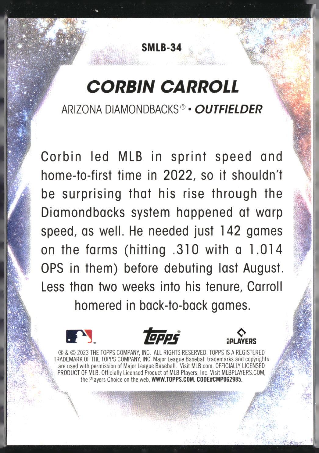 Corbin Carroll #SMLBC-34 Stars of MLB Chrome 2023 Topps Arizona Diamondbacks