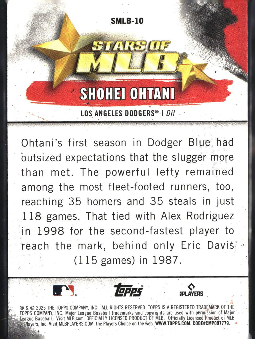 Shohei Ohtani #SMLB-10 Stars of MLB 2025 Topps Los Angeles Dodgers