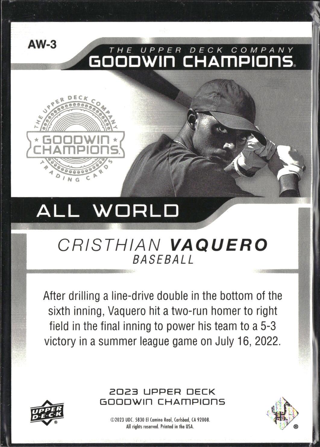 Cristhian Vaquero #AW-3 All-World 2023 Upper Deck Goodwin Champions