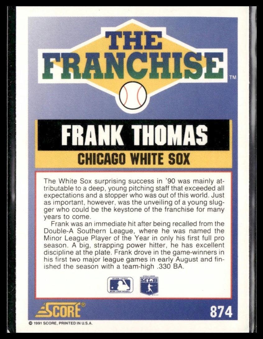 Frank Thomas #874 1991 Score Chicago White Sox