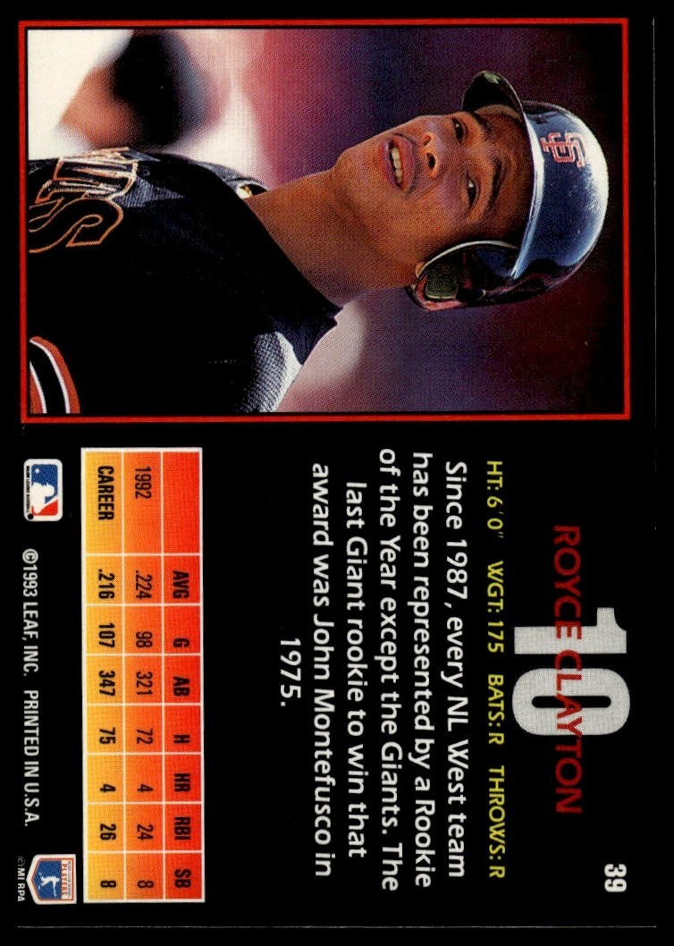 1993 Triple Play - Royce Clayton #39