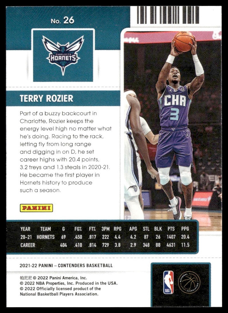 Terry Rozier #26 2021-22 Panini Contenders Charlotte Hornets
