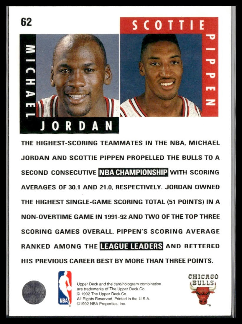 Michael Jordan / Scottie Pippen #62 1992-93 Upper Deck Chicago Bulls