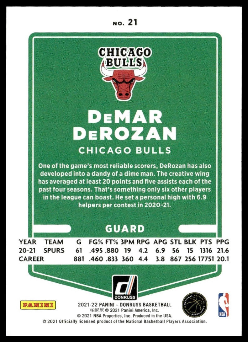 DeMar DeRozan #21 2021-22 Donruss Chicago Bulls