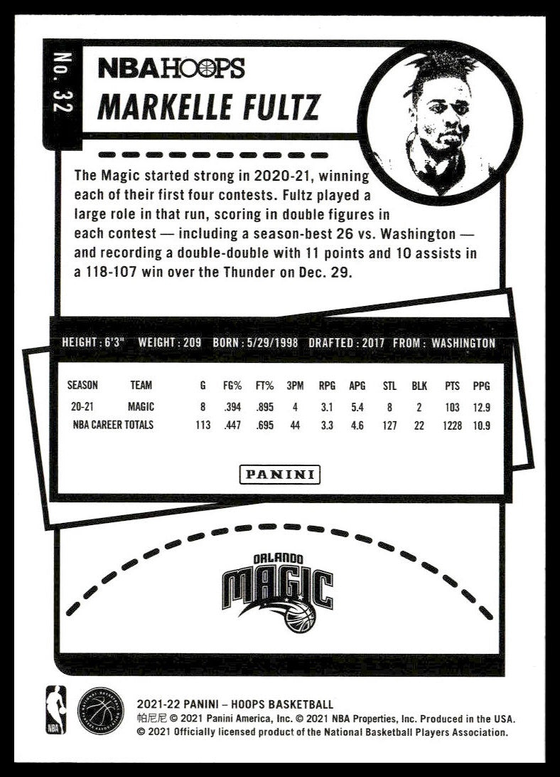 Markelle Fultz #32 2021-22 Hoops Orlando Magic