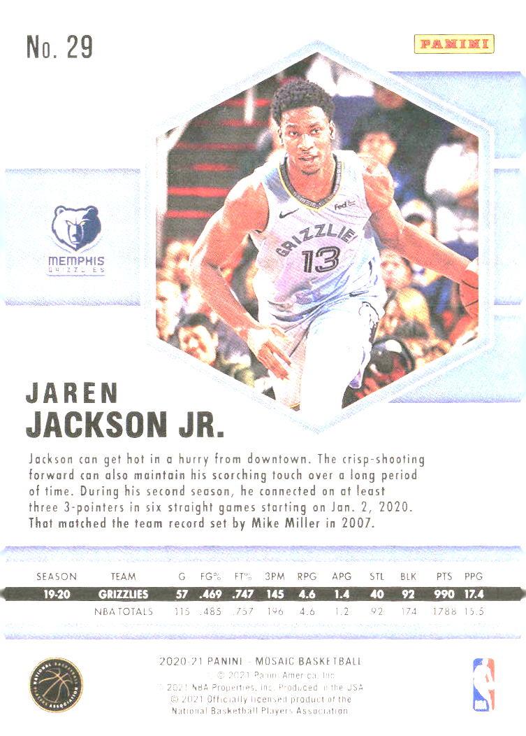 Jaren Jackson Jr. #29 2020-21 Panini Mosaic Memphis Grizzlies