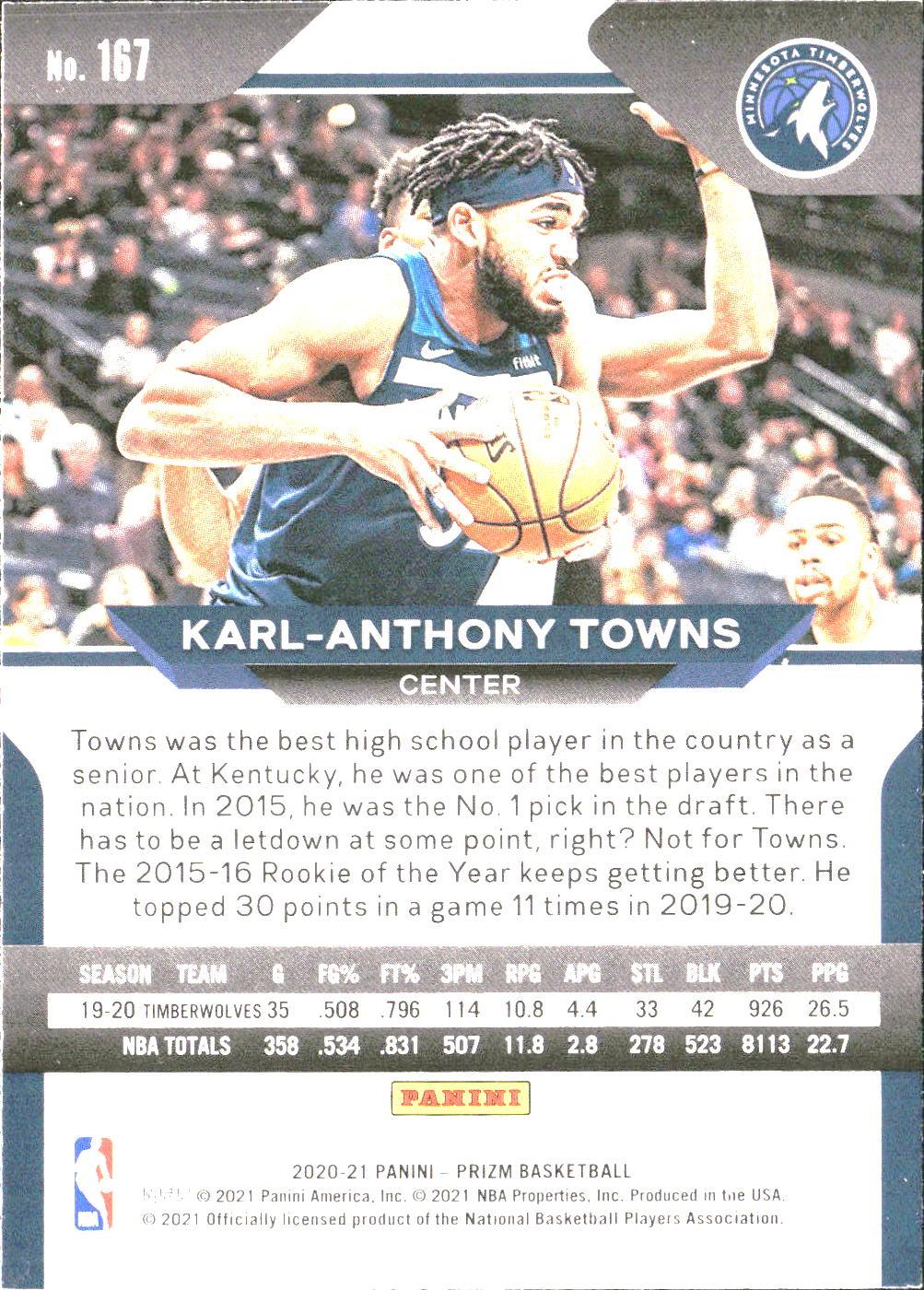 Karl-Anthony Towns #167 2020-21 Panini Prizm Minnesota Timberwolves