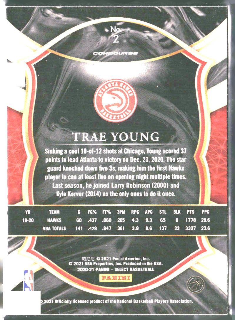 Trae Young #2 2020-21 Panini Select Atlanta Hawks