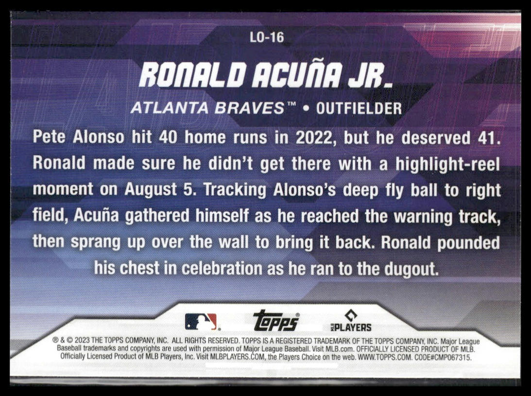 Ronald Acuña Jr. #LO-16 Laid Out 2023 Topps Update Atlanta Braves