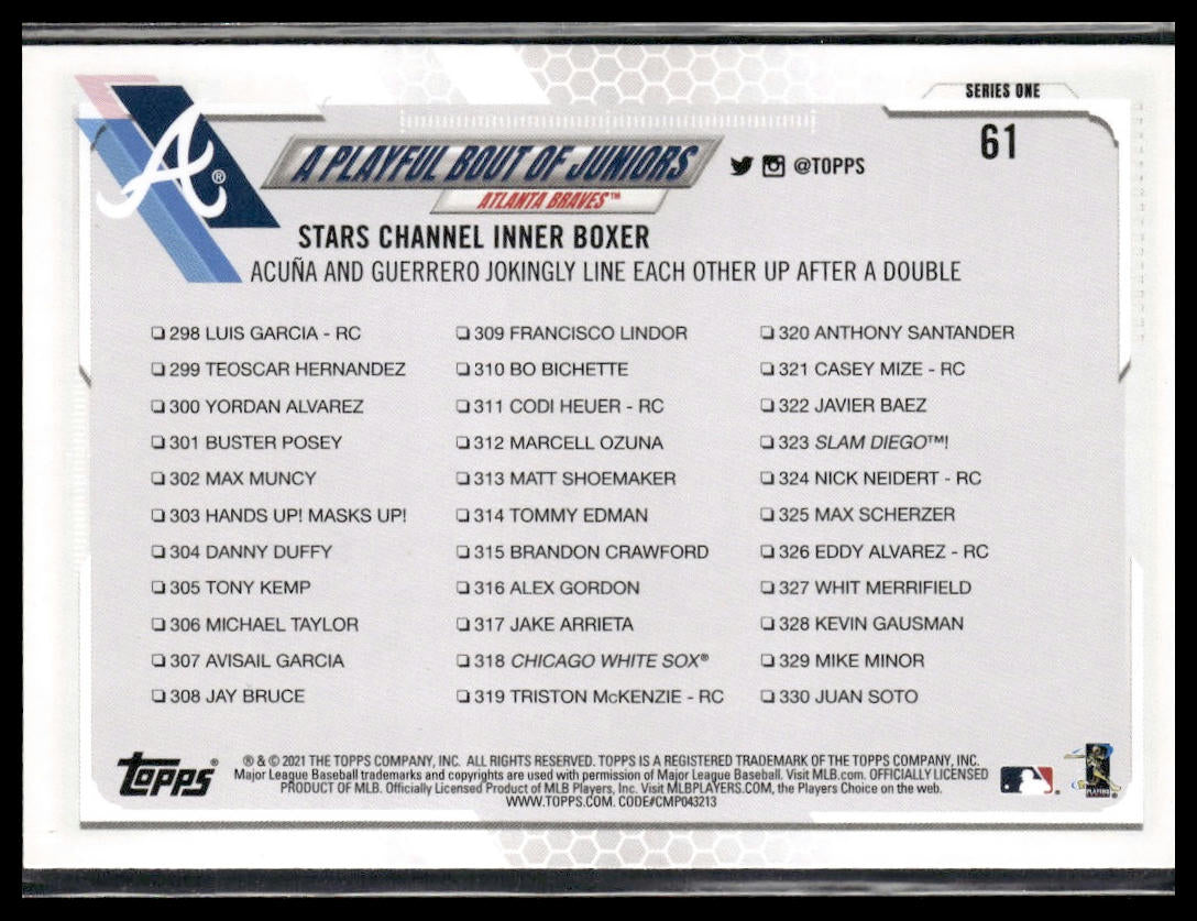 A Playful Bout of Juniors (Acuna Jr. / Guerrero Jr.) #61 2021 Topps