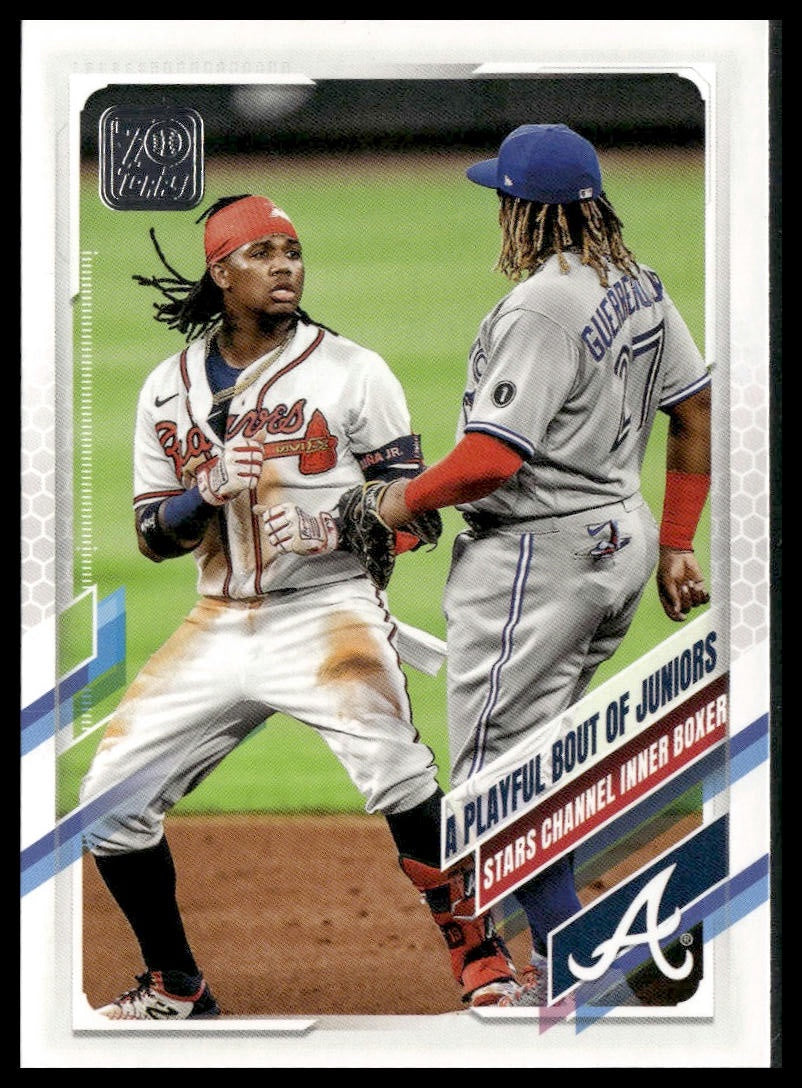 A Playful Bout of Juniors (Acuna Jr. / Guerrero Jr.) #61 2021 Topps