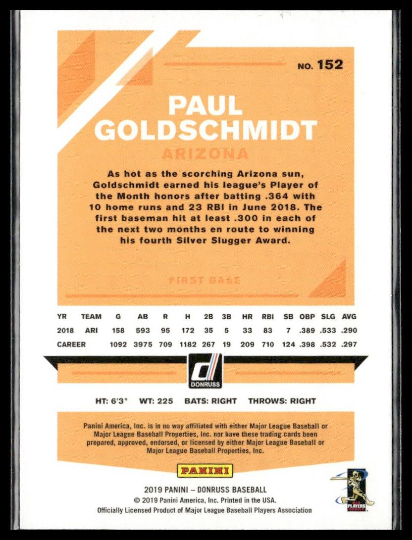 Paul Goldschmidt #152b 2019 Donruss Arizona Diamondbacks