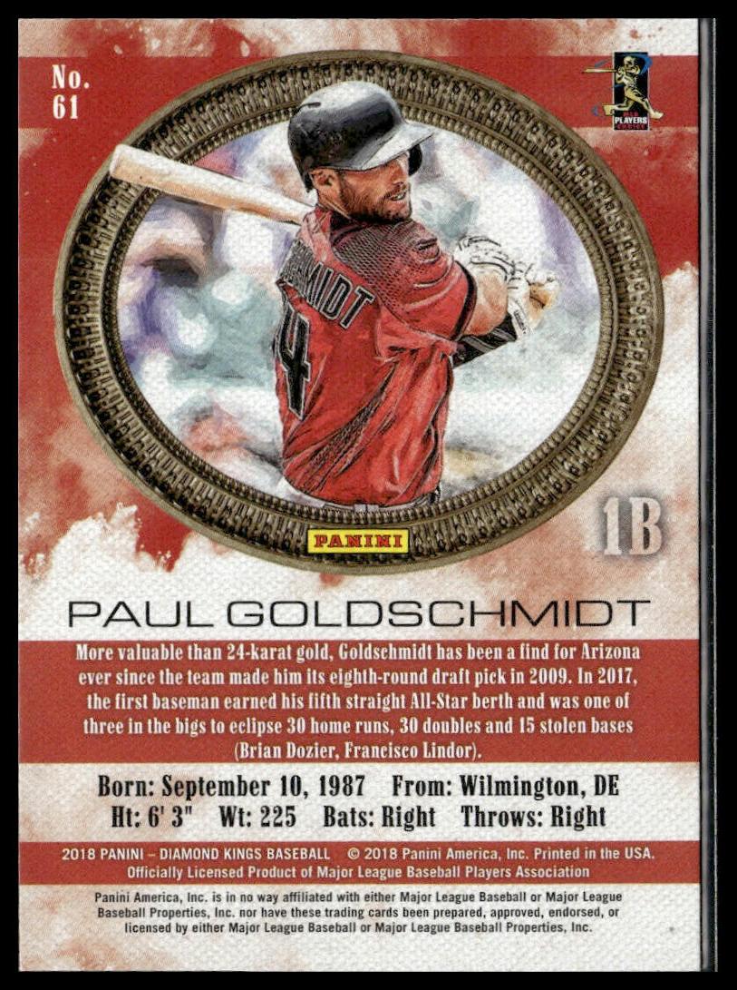 Paul Goldschmidt #61 2018 Panini Diamond Kings Arizona Diamondbacks