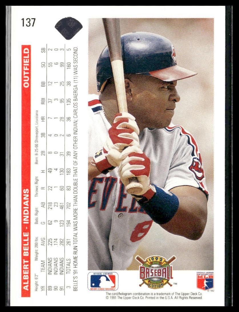 Albert Belle #137 1992 Upper Deck Cleveland Indians