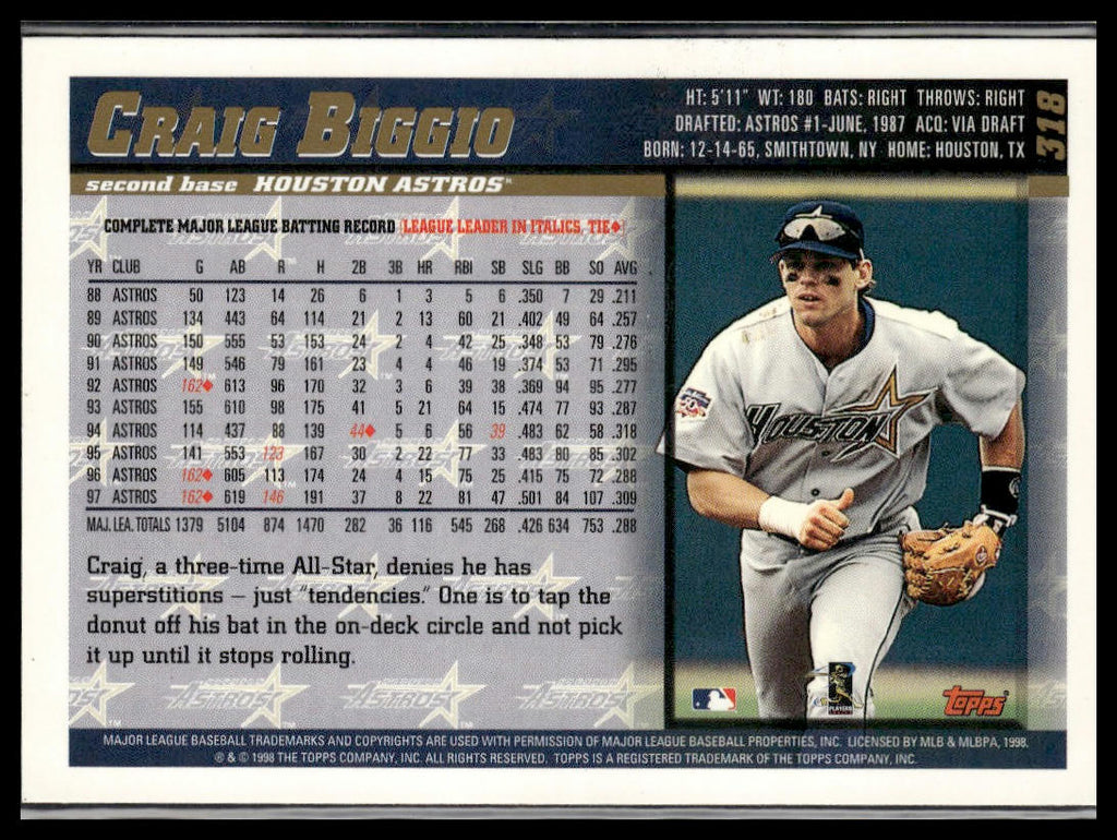Craig Biggio #318 1998 Topps Houston Astros