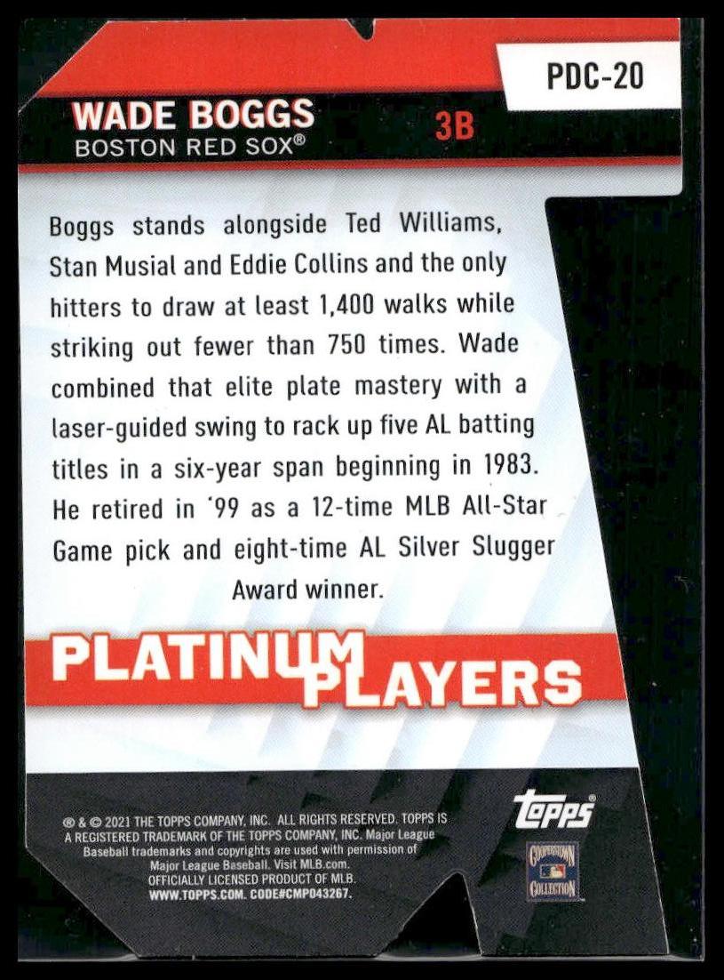 Wade Boggs #PDC-20 Platinum Players Die Cut 2021 Topps Boston Red Sox