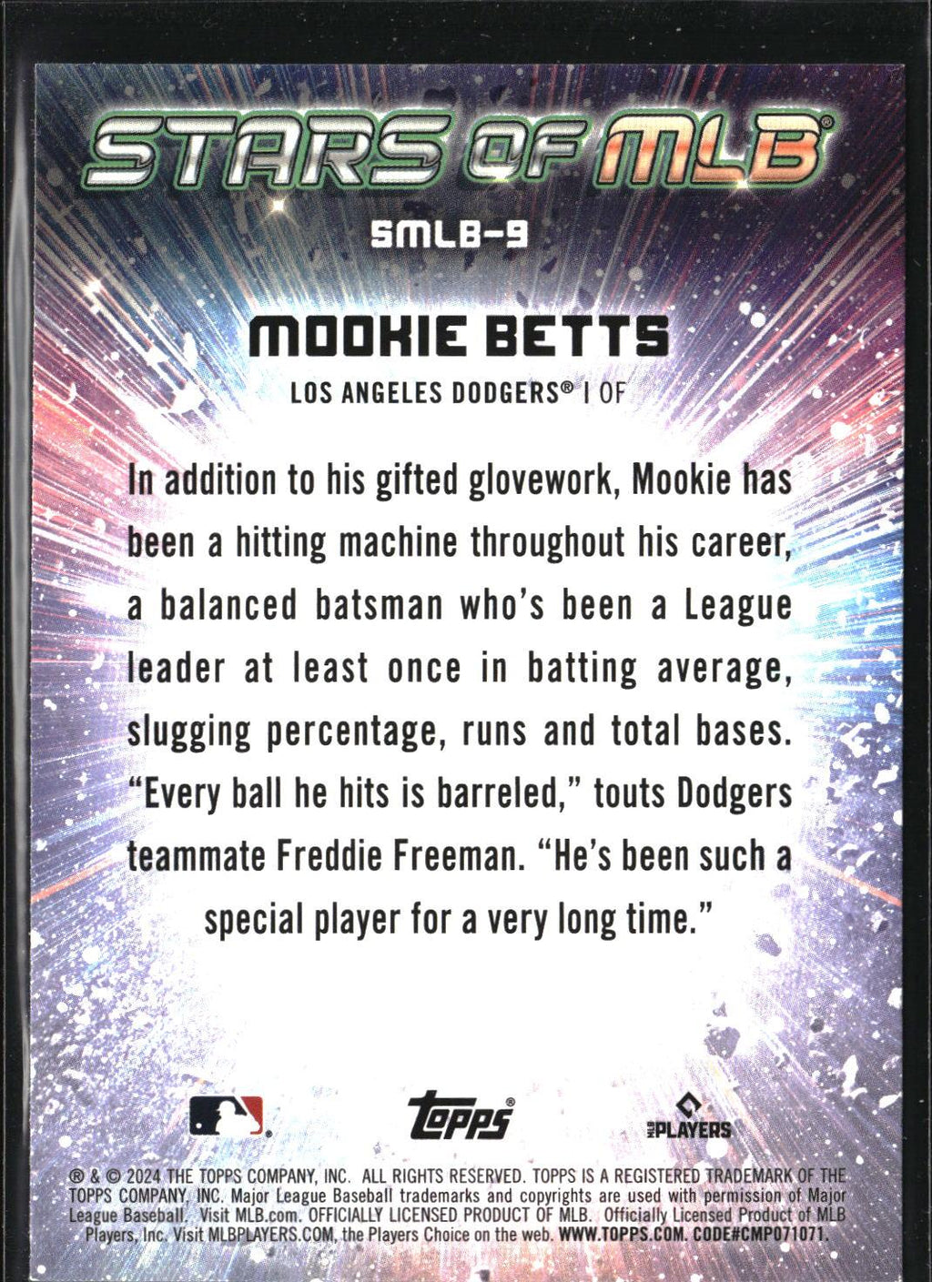 Mookie Betts #SMLB-9 Stars of MLB 2024 Topps Los Angeles Dodgers