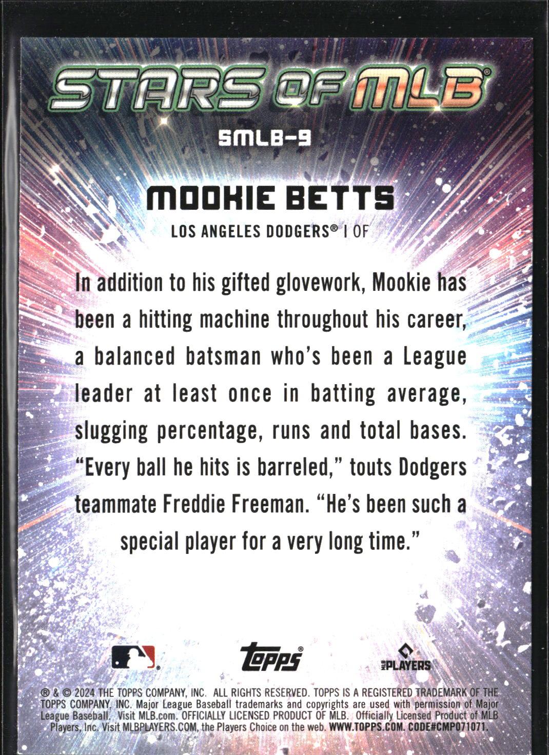 Mookie Betts #SMLB-9 Stars of MLB 2024 Topps Los Angeles Dodgers