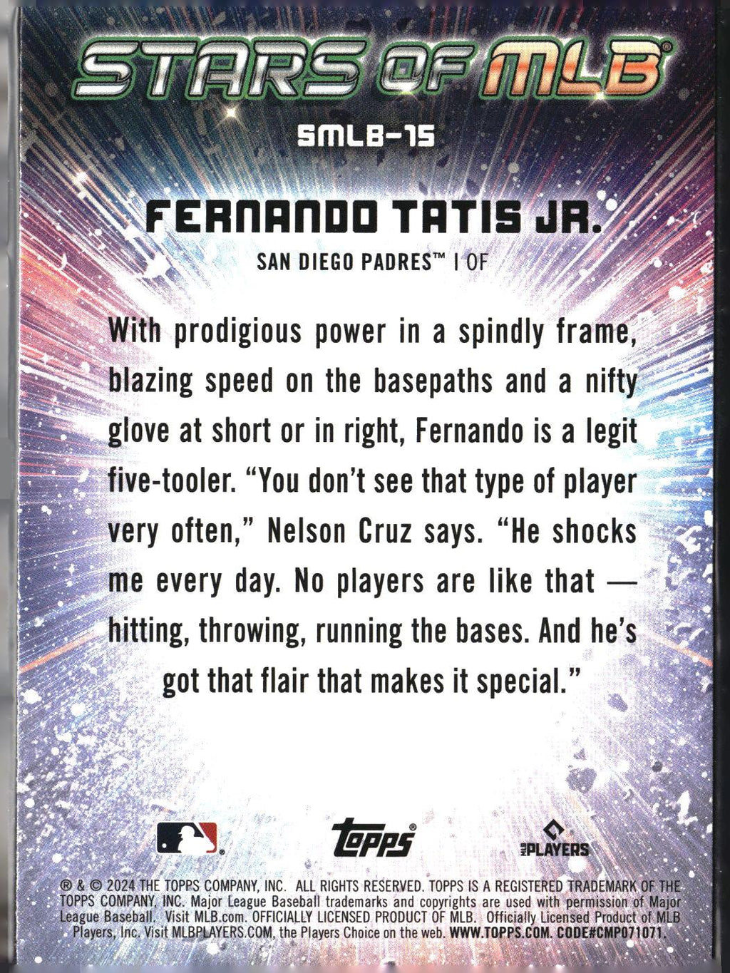 Fernando Tatis Jr. #CSMLB-15 Stars of MLB Chrome 2024 Topps San Diego Padres