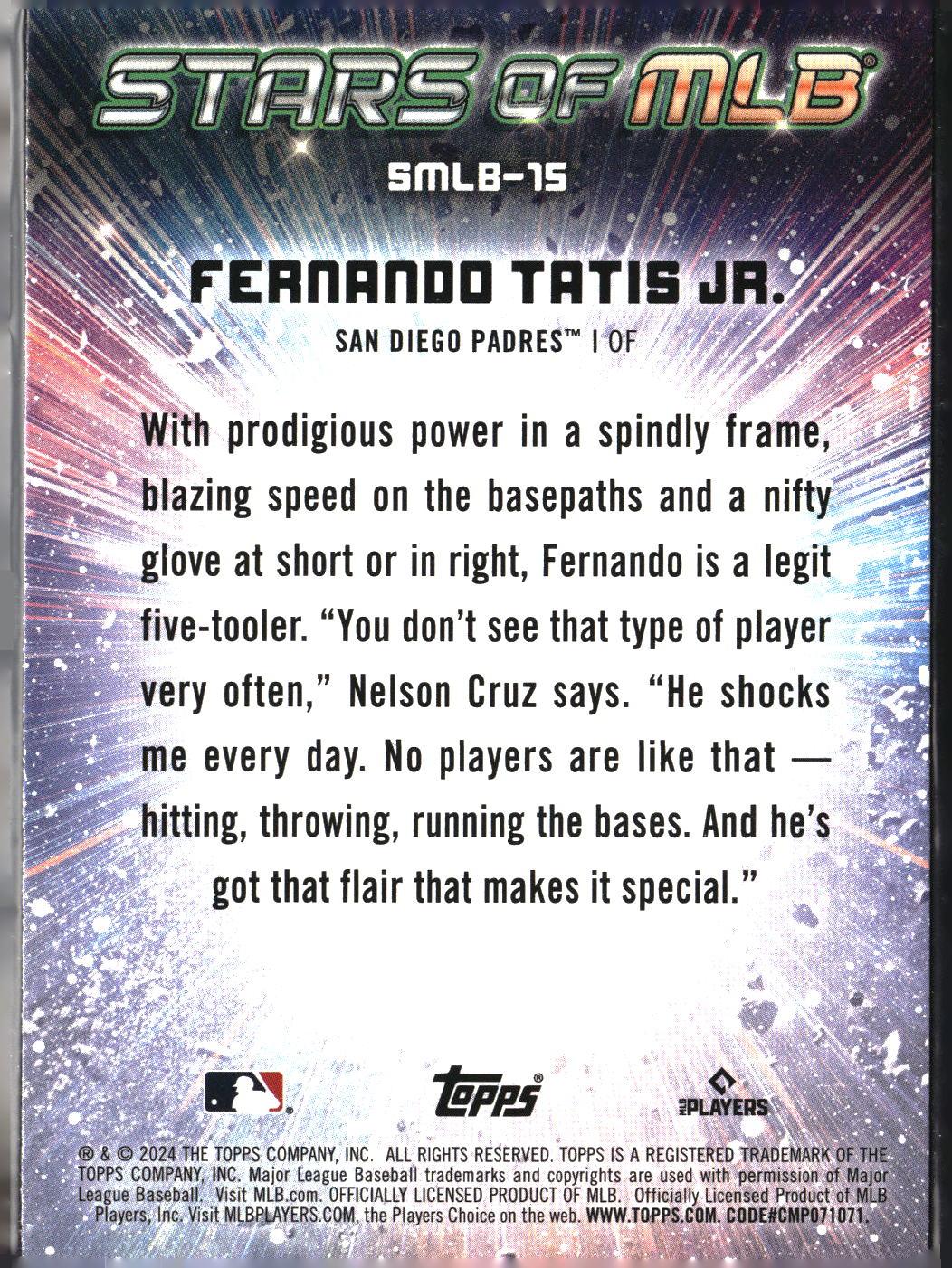 Fernando Tatis Jr. #CSMLB-15 Stars of MLB Chrome 2024 Topps San Diego Padres