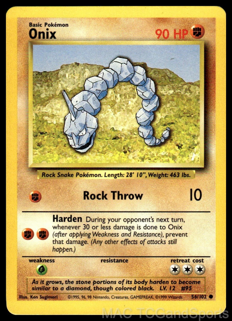 Onix 56/102 Base Set Unlimited Pokemon TCG LP