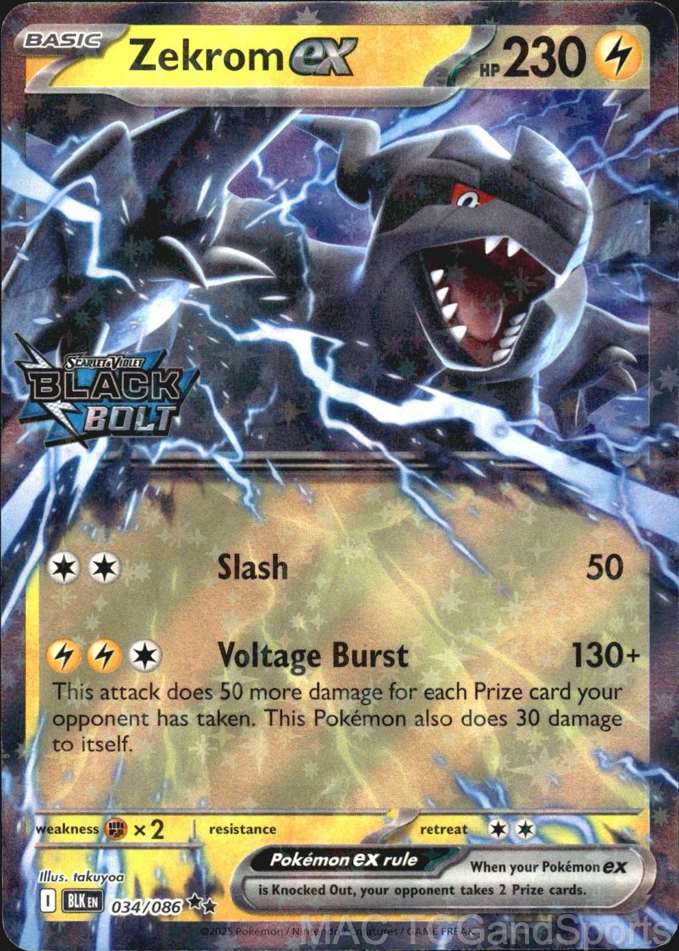Zekrom ex (Black Bolt Stamped) 034/086 Holo Pokemon TCG NM