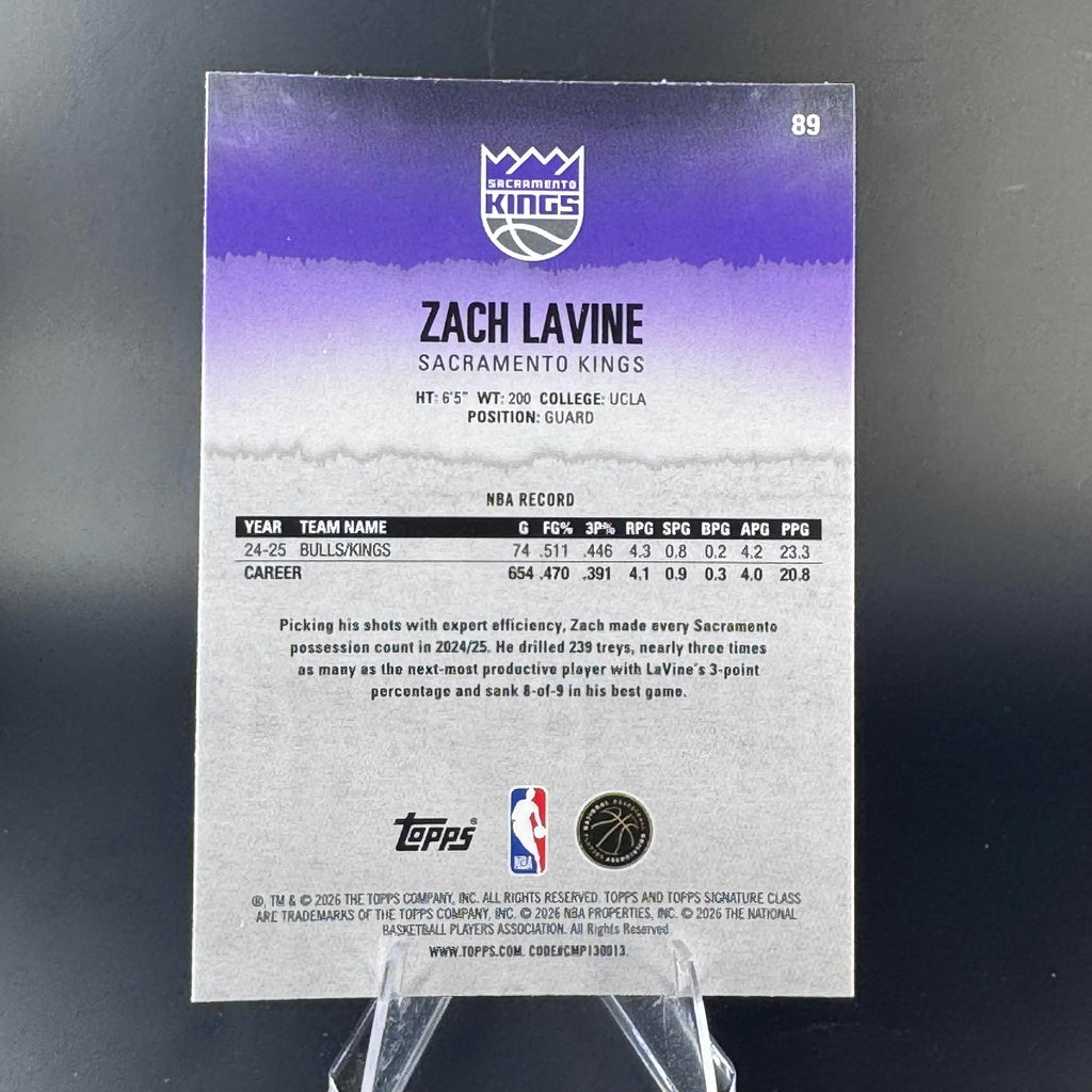 Zach LaVine #89 2025-26 Topps Signature Class Sacramento Kings