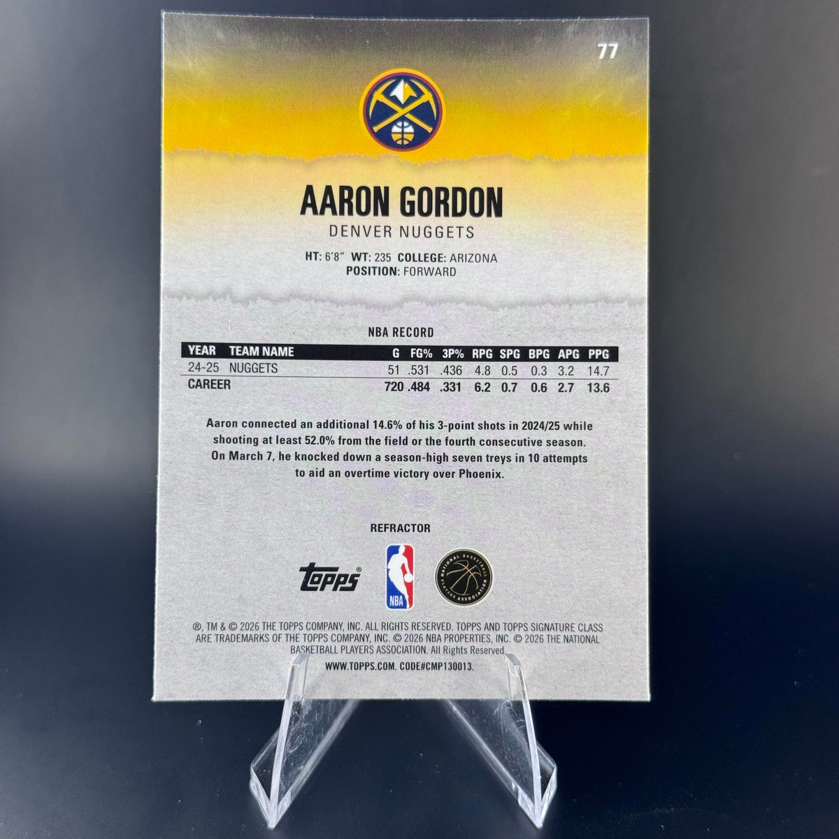 Aaron Gordon #77 2025-26 Topps Signature Class Denver Nuggets