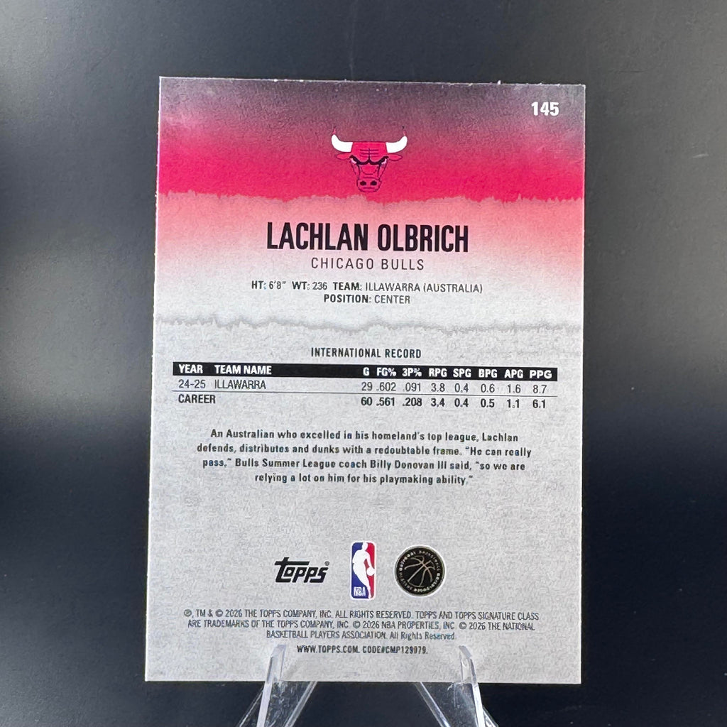 Lachlan Olbrich #145 Blue & Orange 2025-26 Topps Signature Class Chicago Bulls